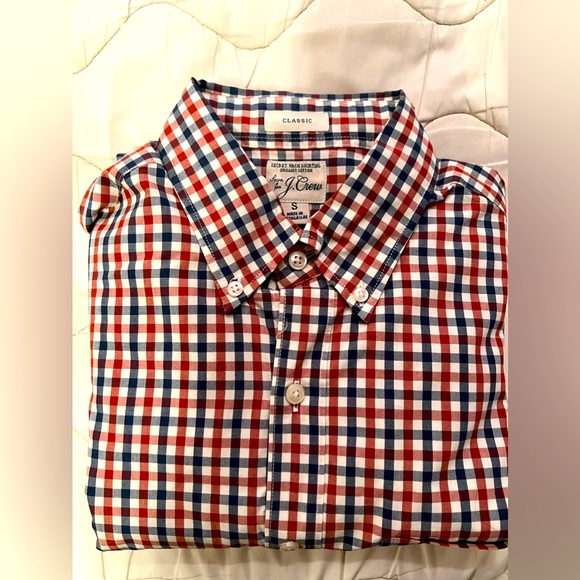 J Crew Men’s Classic Organic Cotton Secret Wash Checkered Button Down Shirt S - Picture 2 of 5
